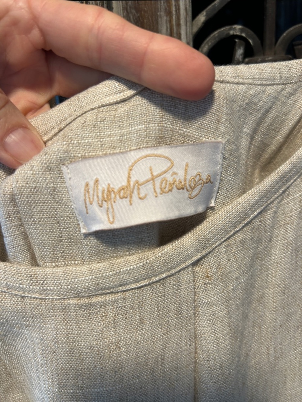 Lightweight Linen Beige Tie-Shoulder Sundress - Picture 4 of 4